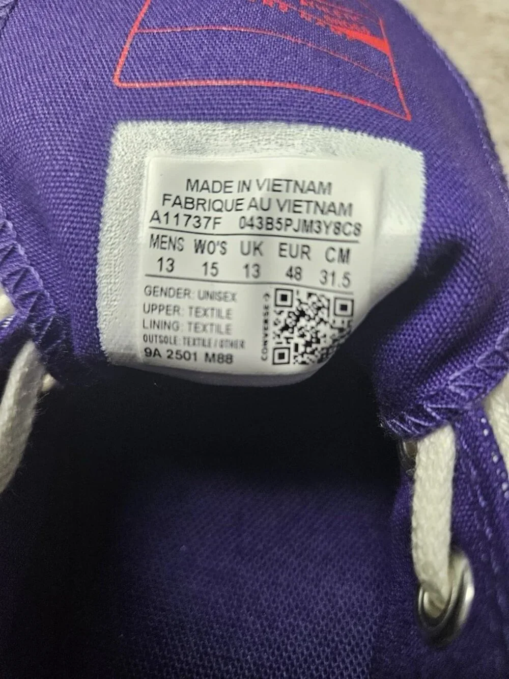Converse Chuck Taylor 70 DENIM-All Star Ollie Patch~Court Purple M/13 W/15 Nwob - Picture 5 of 14